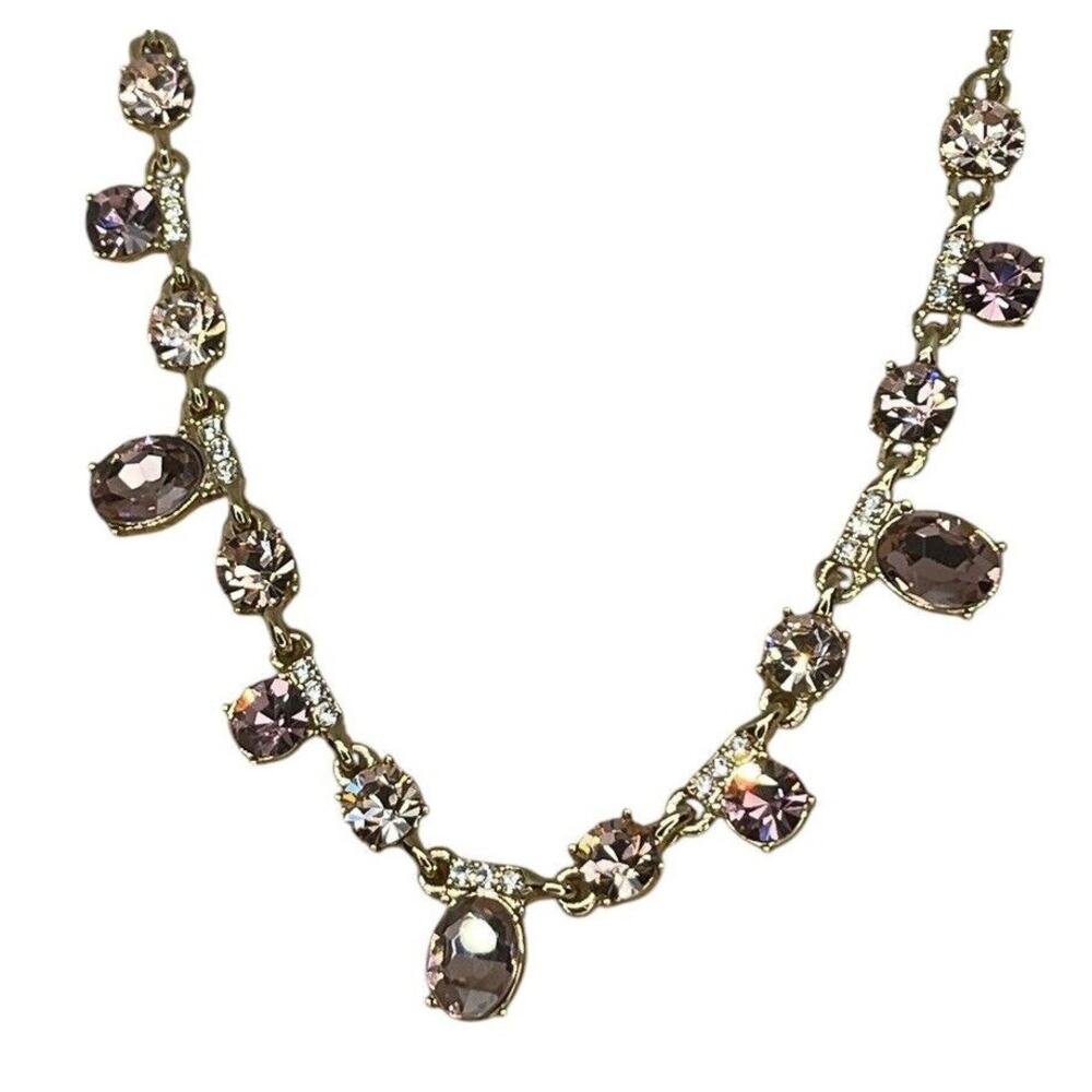 Givenchy Frontal Necklace Luxury Designer Elegant Chic Crystal Gold Tone NEW - Picture 8 of 15
